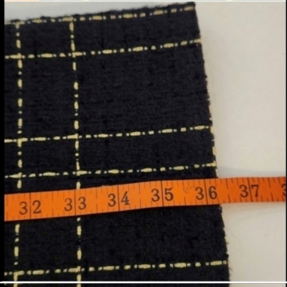 Flora Bea Navy Blue/Gold Tweed Sleeveless V-Back Knee Length Shift Dress medium - Picture 6 of 8